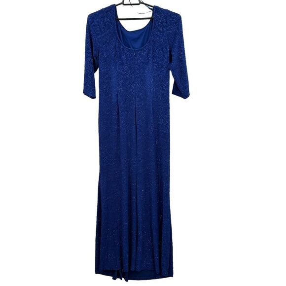 Alex Evenings Long Column Knot Front Dress Womens Plus 14W Electric Blue NWT - Picture 4 of 13